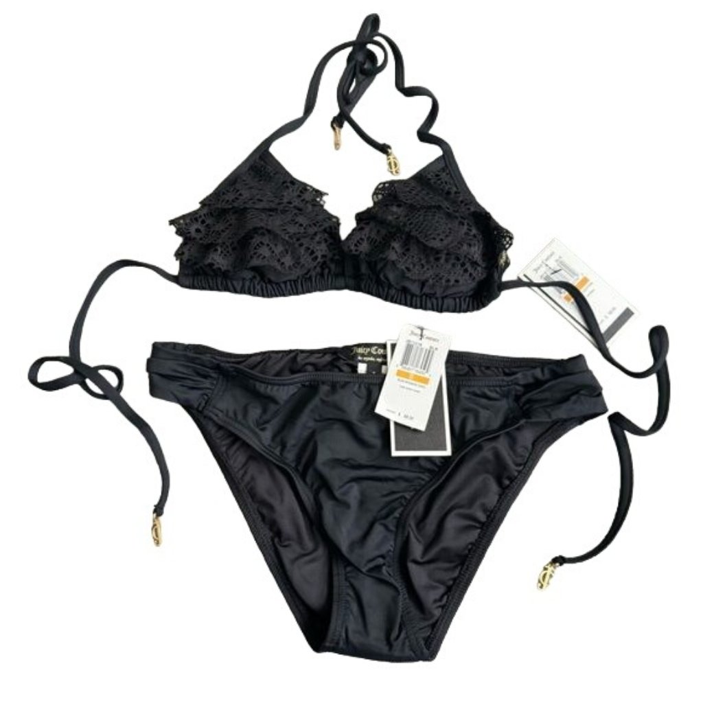 Juicy Couture Swim Wear Bikini Two Piece Size Small Black Color Womens Summer